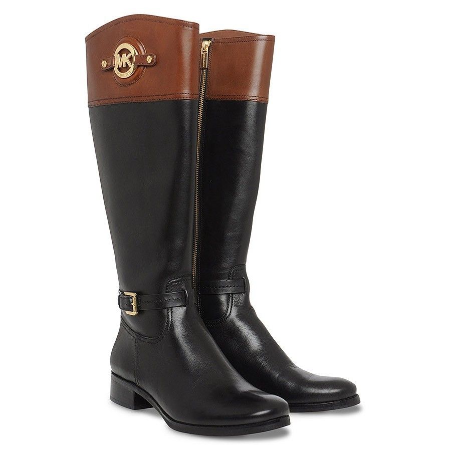 michael kors black leather riding boots